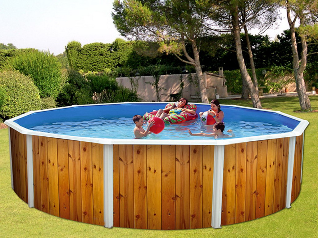 Kit piscine hors-sol acier Toi VETA ronde Ø5.50 x 1.20m décor bois