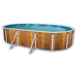 Image Kit piscine hors-sol acier Toi VETA ovale 6.40 x 3.66 x 1.20m decor bois