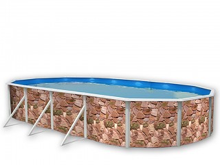 Image Kit piscine hors-sol acier Toi ROCALLA ovale 7.30 x 3.66 x 1.20m decor pierre