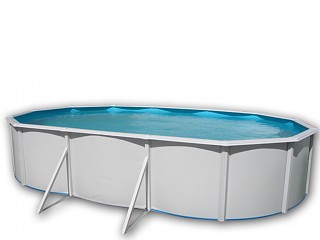 Image Kit piscine hors-sol acier Toi MALLORCA OVALADA ovale 6.40 x 3.66 x 1.20m decor laque blanc