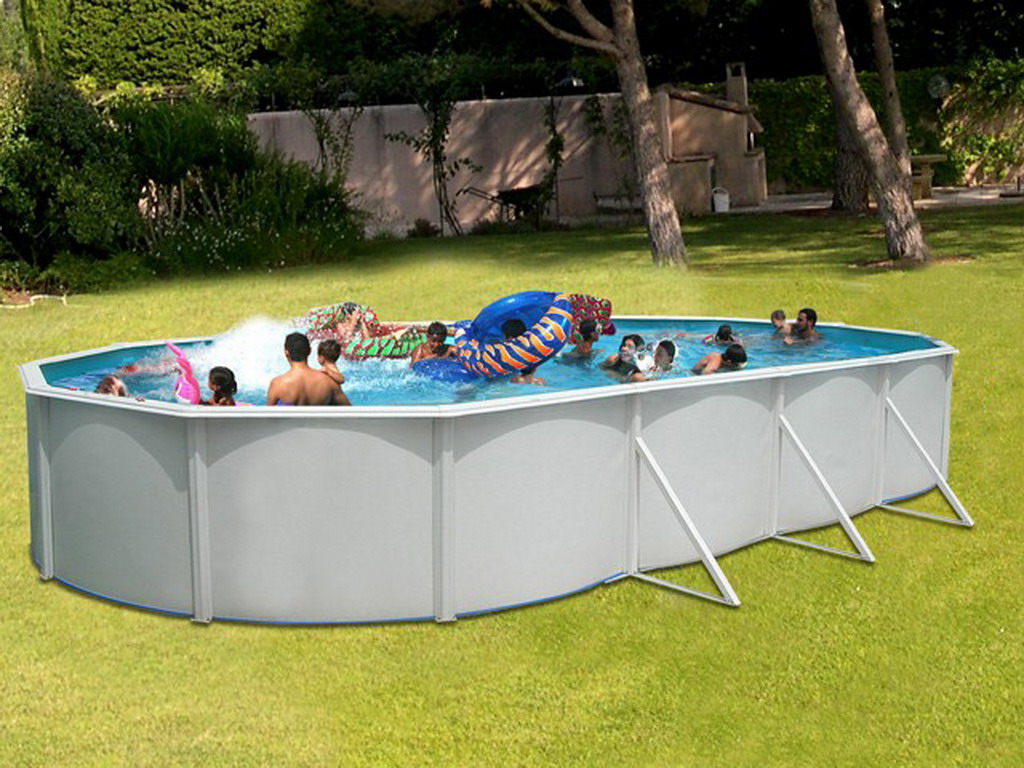 Kit piscine hors-sol acier Toi MALLORCA OVALADA PACK ovale 6.40 x 3.66 x  1.20m laqué blanc