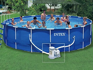 Image Kit piscine hors-sol Intex METAL FRAME ronde 5.49m x 1.22m filtration cartouche 5.7m3/h