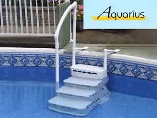 Image Escalier interieur AQUARIUS PVC 4 marches avec main courante piscine hors-sol