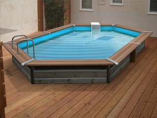 Image Kit piscine bois Water Clip SUMMUM hexagonale allongee 518 x 328 x 129cm