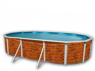 Image Kit piscine hors-sol acier Toi ETNICA ovale 6.40 x 3.66 x 1.20m decor bois