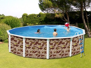 Image Kit piscine hors-sol acier Toi CAMUFLAJE ronde Ø6.40 x 1.20m decor camouflage
