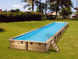 Ubbink - Kit piscine bois Nortland Ubbink LINEA rectangulaire 350x1550x155cm liner bleu