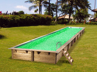 Image Piscine bois Ubbink LINEA rectangulaire 350x1550x155cm liner beige