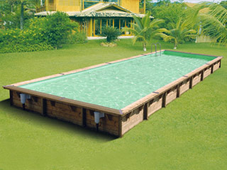 Image Piscine bois Ubbink LINEA rectangulaire 500x1100x140cm liner beige