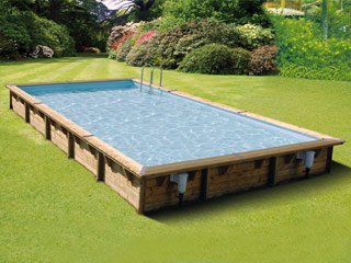 Image Piscine bois Ubbink LINEA rectangulaire 500x800x140cm liner bleu