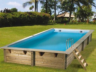 Image Piscine bois Ubbink LINEA rectangulaire 350x650x140cm liner bleu