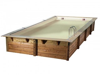 Image Piscine bois Ubbink LINEA rectangulaire 350x650x140cm liner beige