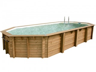 Image Piscine bois Ubbink OCEA octogonale 470x860x130cm liner beige