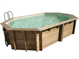 Image Piscine bois Ubbink OCEA octogonale 400x610x130cm liner beige