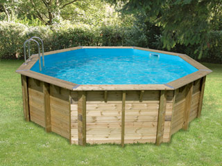Image Piscine bois Ubbink OCEA octogonale Ø510x120cm liner bleu