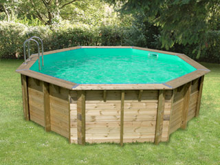 Image Piscine bois Ubbink OCEA octogonale Ø510x120cm liner beige
