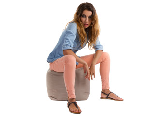 Image Pouf Jumbo Bag CUBE 40 x 40 x 40cm coloris sable