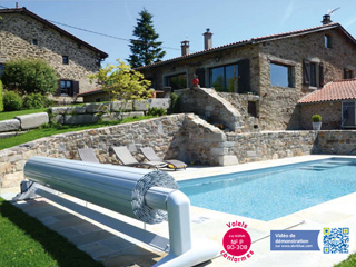 Image Volet automatique de securite Abriblue OPEN SURF SYSTEM 2 autonome coloris blanc pour piscine enterree 4x8m sans escalier
