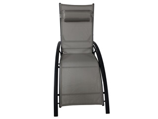 Image Chaise longue multi-positions aluminium et textilene 170cm x 70cm x 30cm coloris gris