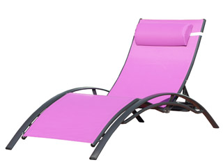 Image Chaise longue multi-positions aluminium et textilene 170cm x 70cm x 30cm coloris prune