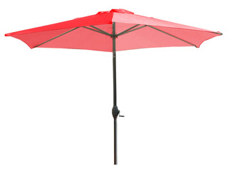 Image Parasol inclinable aluminium noir a manivelle Ø270cm toile coloris corail