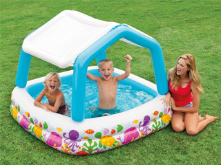 Image Piscine gonflable Intex AQUA dimensions 157 x 157 x 122cm avec paresoleil amovible