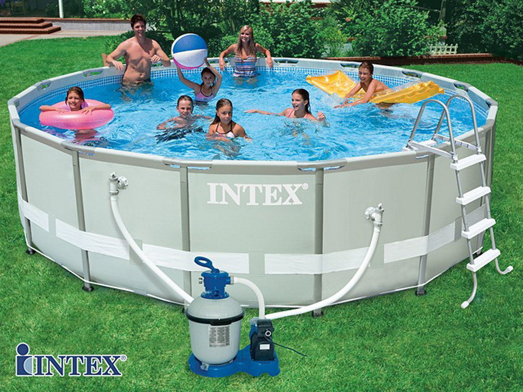Kit piscine tubulaire Intex ULTRA FRAME ronde avec filtre à sable + skimmer  + tapis + bâche + échelle