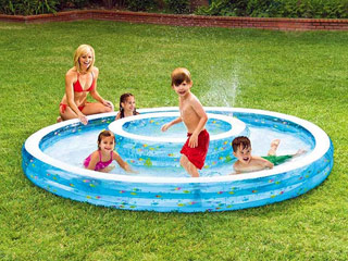 Image Piscine gonflable Intex DOUBLE FONTAINE dimensions Ø279 x 36cm