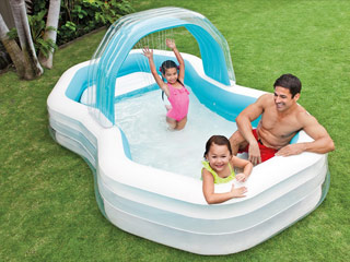 Image Piscine gonflable Intex OCTO dimensions 310 x 188 x 130cm avec arche fontaine