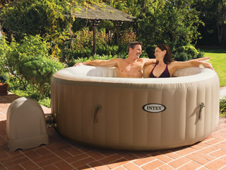 Image Spa gonflable Intex PURESPA BULLES 6 places rond Ø216x71cm vinyle lamine beige