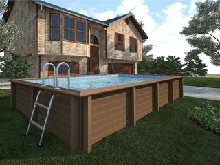 Naturalis - Kit piscine beton NATURALIS rectangulaire 6.09 x 3.24 x 1.30 m aspect bois