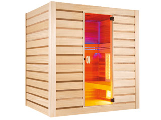 Image Sauna cabine vapeur et infrarouge Holl's HYBRIDE COMBI bois naturel