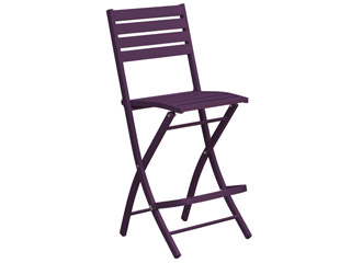Image Chaise de bar pliante MARIUS en aluminium Aubergine