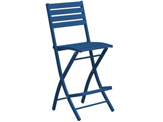 Image Chaise de bar pliante MARIUS en aluminium Bleu riviera