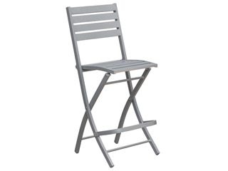 Image Chaise de bar pliante MARIUS en aluminium Gris metal