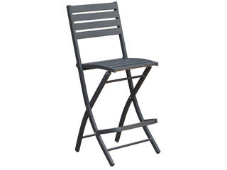 Image Chaise de bar pliante MARIUS en aluminium Gris anthracite