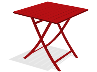 Image Table pliante carree MARIUS en aluminium Rouge carmin