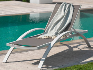 Image Bain de soleil BARCELONA textilene gris et aluminium Blanc