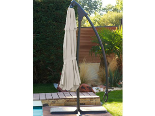 Image Parasol MALAGA aluminium pied excentre ecru