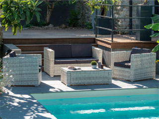 Image Salon de jardin OCEANE 4 places resine tressee Creme