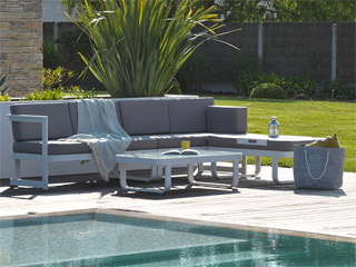 Image Salon de jardin BARCELONA 6 places aluminium Blanc