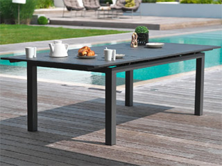 Image Table de jardin MIAMI aluminium avec rallonge 240/300x100x77cm Gris anthracite