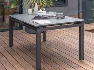 Image Table de jardin MIAMI aluminium plateau verre avec rallonge 180/240x100x77cm Gris anthracite