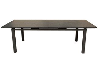 Image Table de jardin MIAMI aluminium plateau verre avec rallonge 240/300x100x77cm Gris anthracite