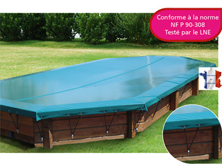 Image Couverture d'hivernage opaque piscine WALU FIX Walter Anthracite/sable 8x4m
