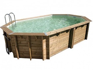 Image Piscine bois Ubbink OCEA octogonale 355x550x120 liner bleu