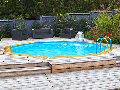 Image Piscine bois Ubbink OCEA octogonale Ø510x120cm liner gris