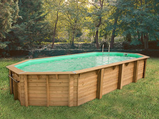 Image Piscine bois Ubbink OCEA octogonale 470x860x130cm liner gris