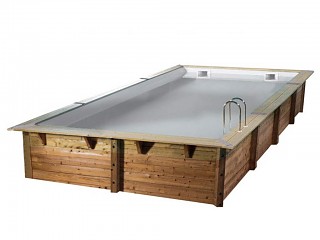 Image Piscine bois Ubbink LINEA rectangulaire 350x650x140cm liner gris