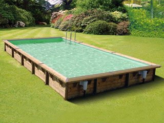 Image Piscine bois Ubbink LINEA rectangulaire 500x800x140cm liner gris